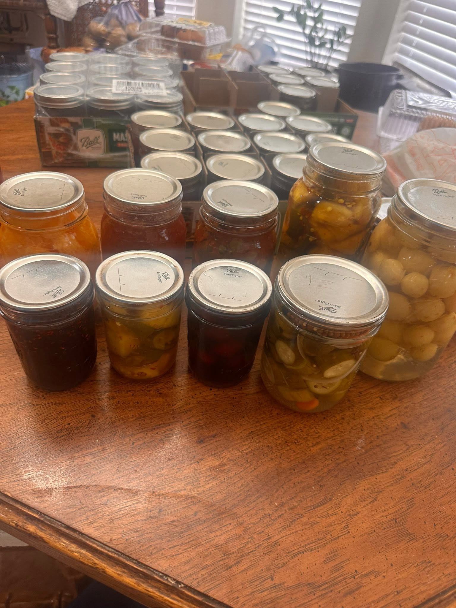 Jars of pickled vegetables